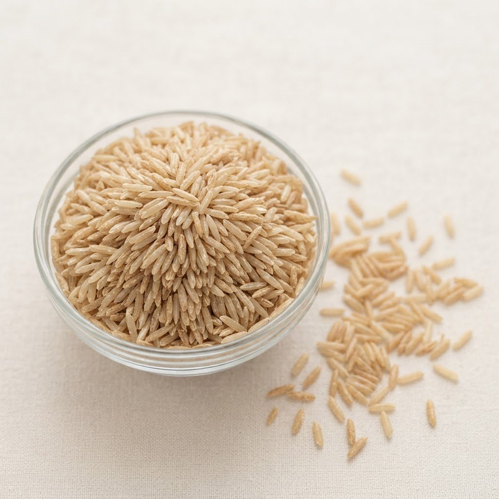 1121 brown sella parboiled basmati rice grains with the bran retained
