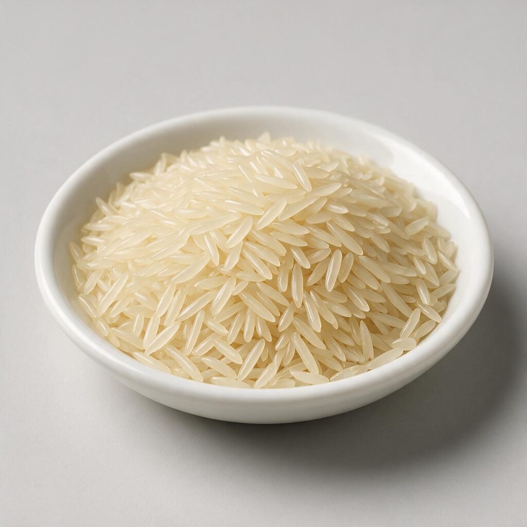 1121 white sella basmati rice, pale creamy parboiled extra long grain, also sold as creamy sella