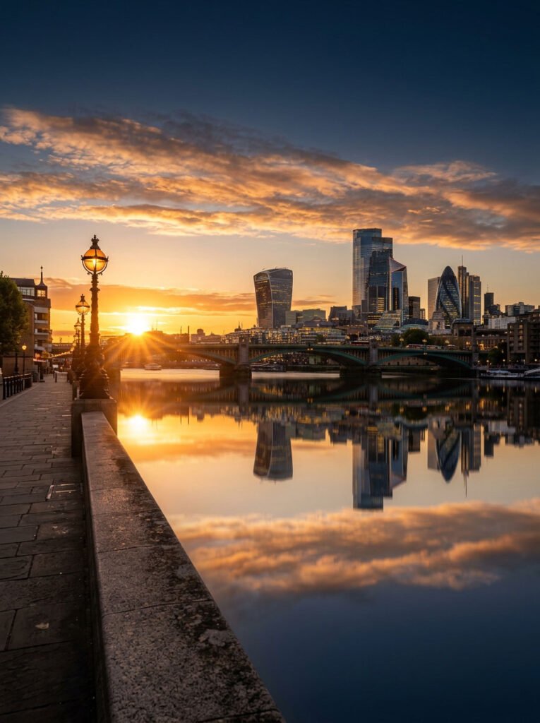 London skyline at sunset over the Thames, the UK and European market for PK-386 rice