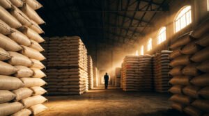 Sealed rice bags with compliant packaging materials for GCC import distribution and retail shelves.