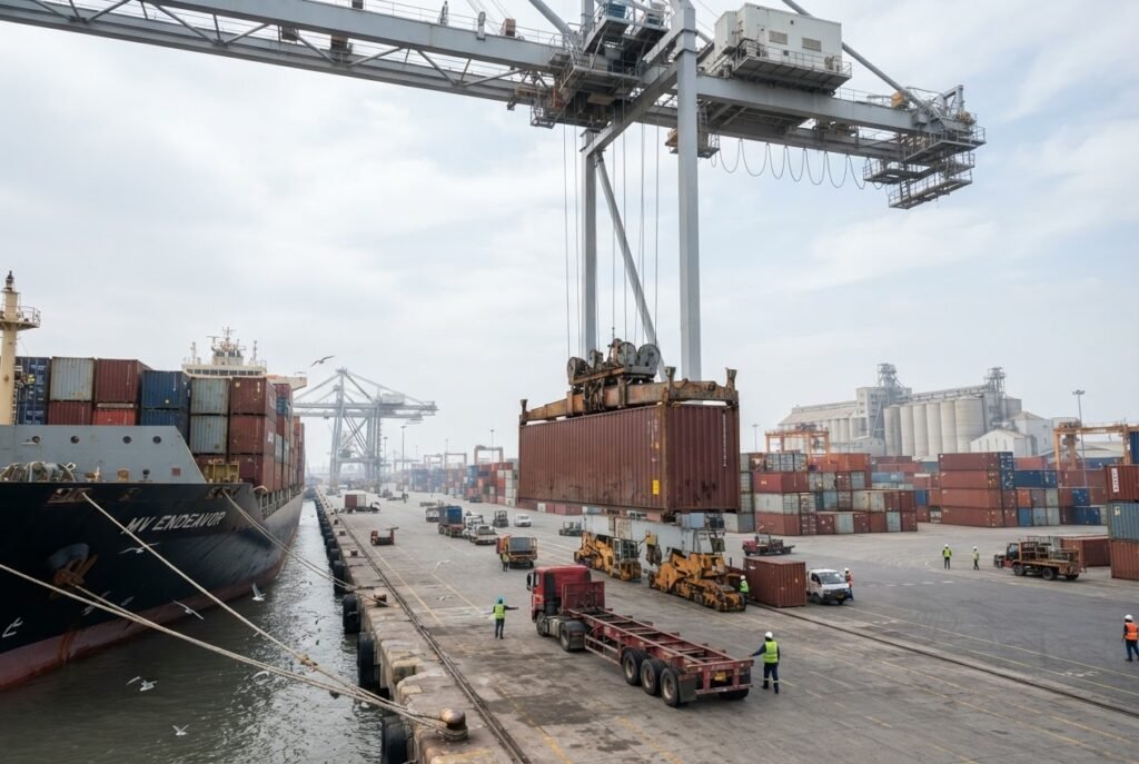 A container of 1121 basmati rice arriving at the buyer's destination port with freight paid