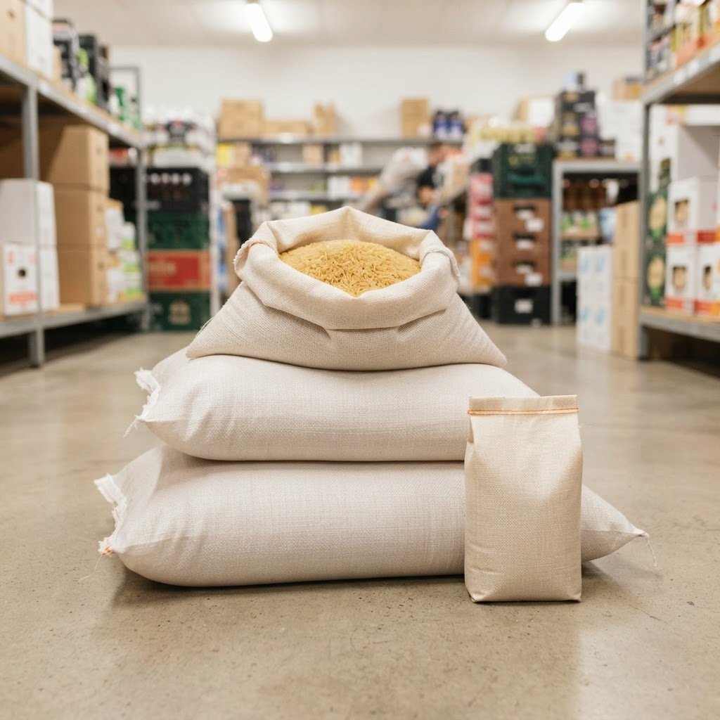 1121 golden sella basmati rice in stacked 1kg, 2kg and 5kg retail bags