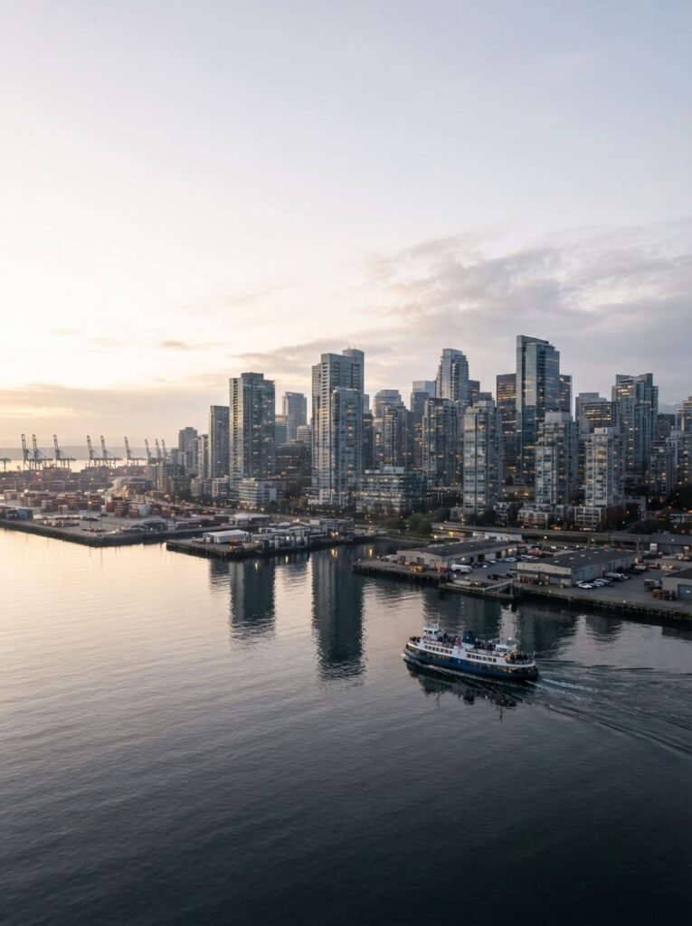 A North American harbour city skyline in the morning, the US and Canadian market for 1121 golden sella basmati rice