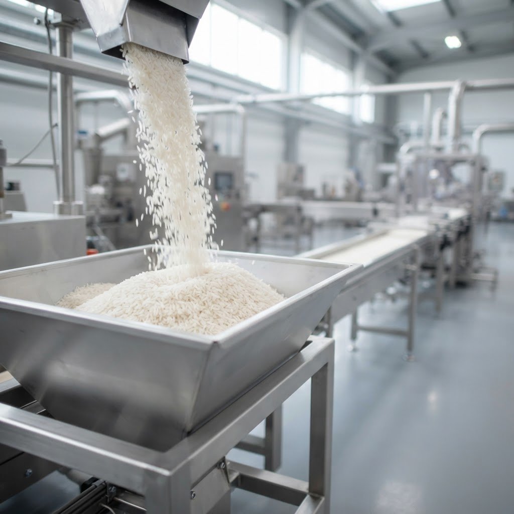 D-98 basmati rice entering a food manufacturing line as an ingredient