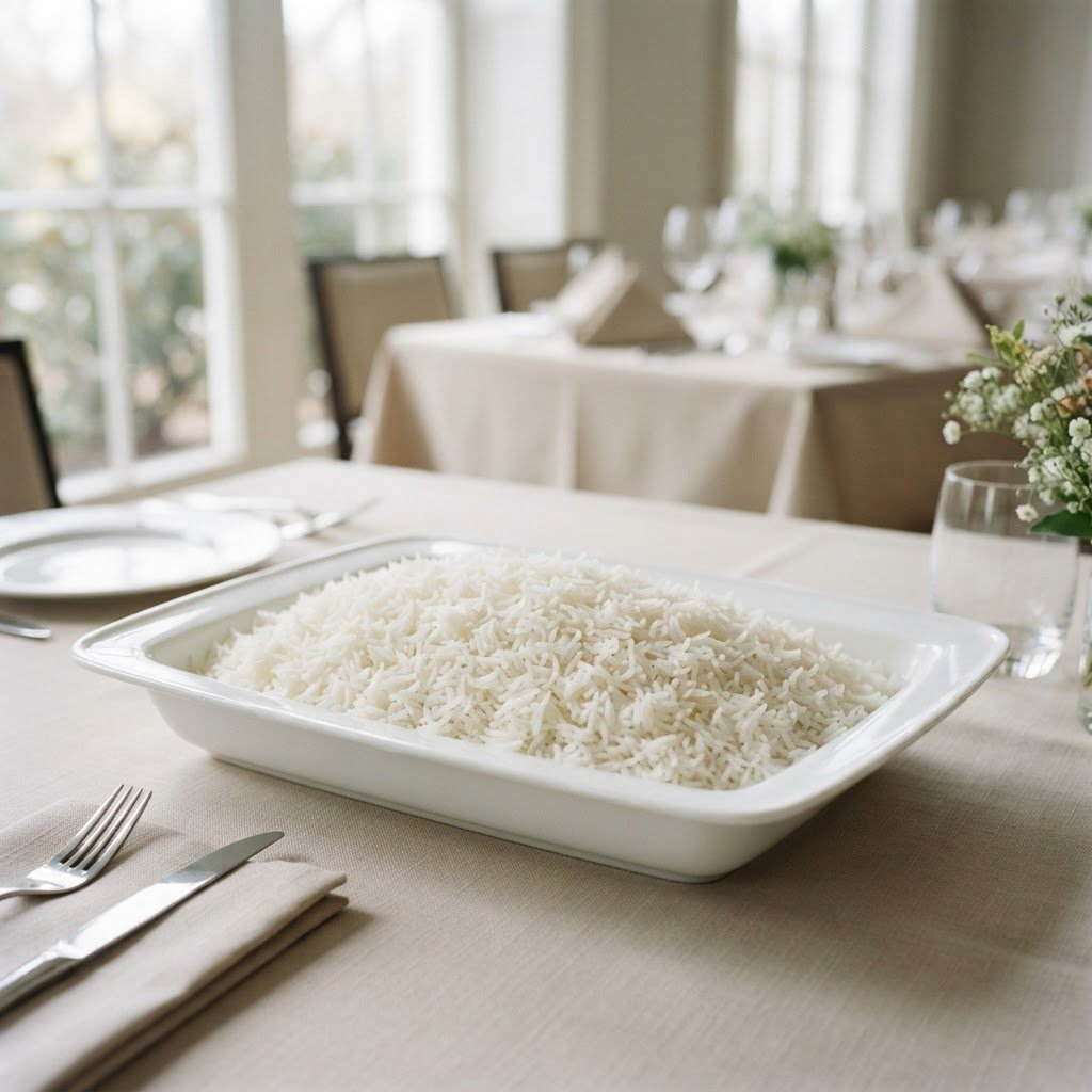 D-98 basmati rice served at a hotel restaurant table