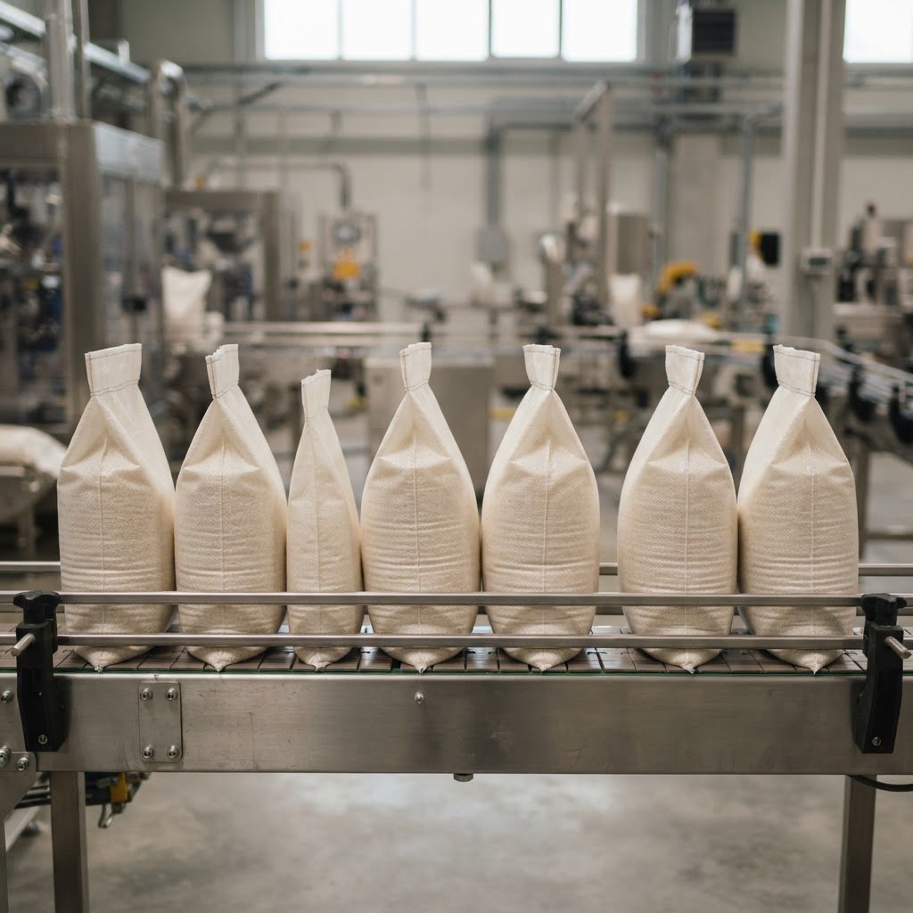 D-98 basmati rice filled into own-brand bags on the packing line