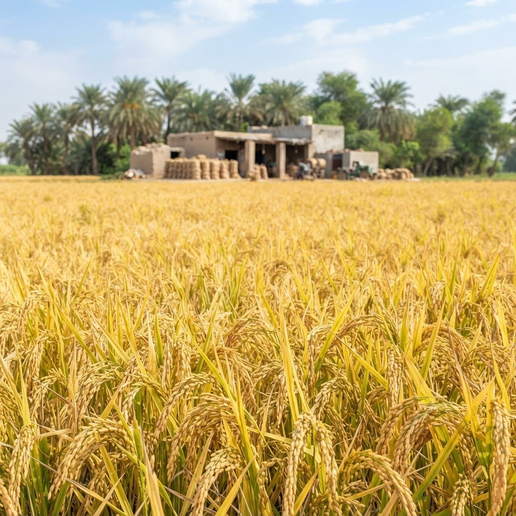D-98 basmati paddy growing in the Sindh rice belt of Pakistan