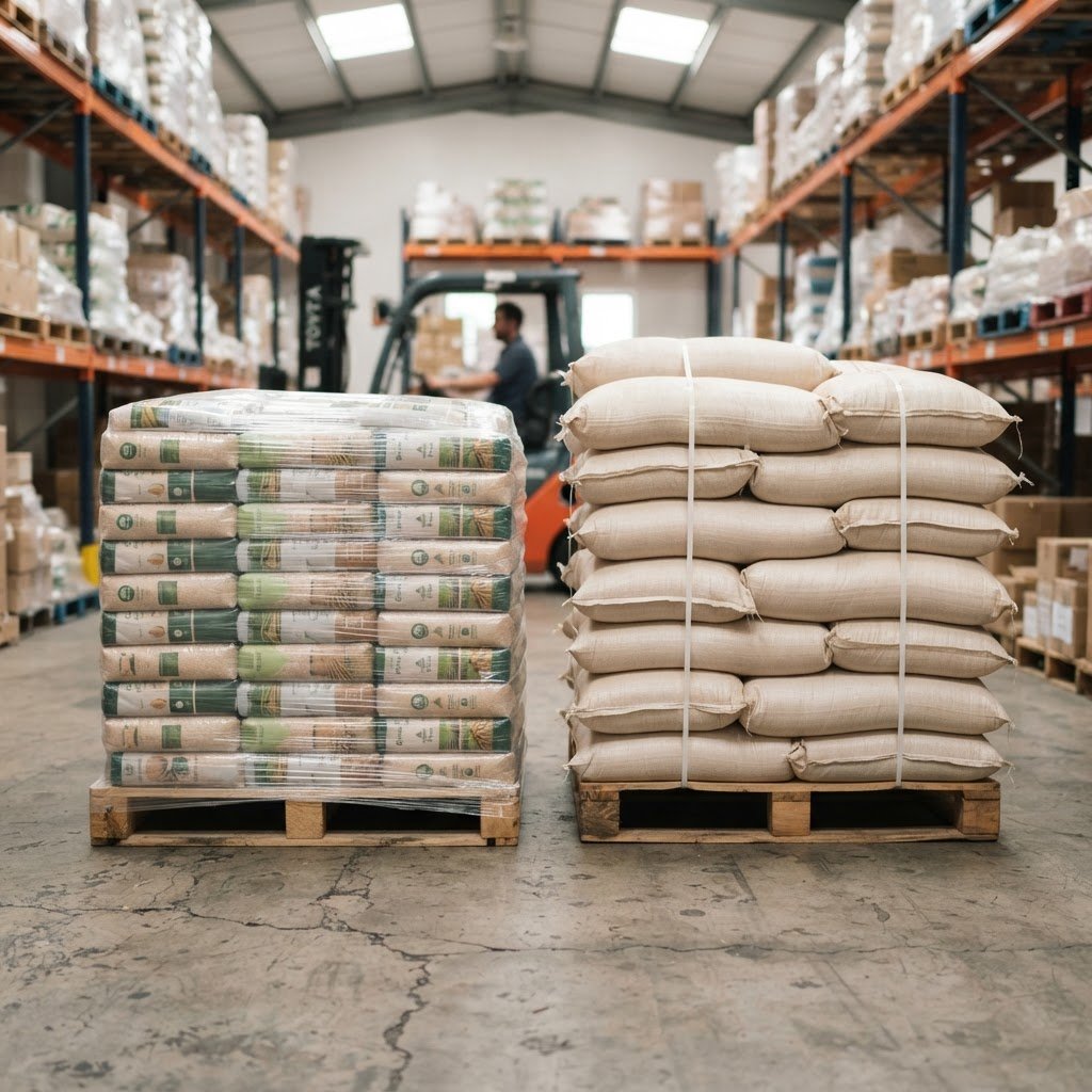 IRRI-6 long grain rice supplied as printed retail bags and plain bulk sacks from one grade