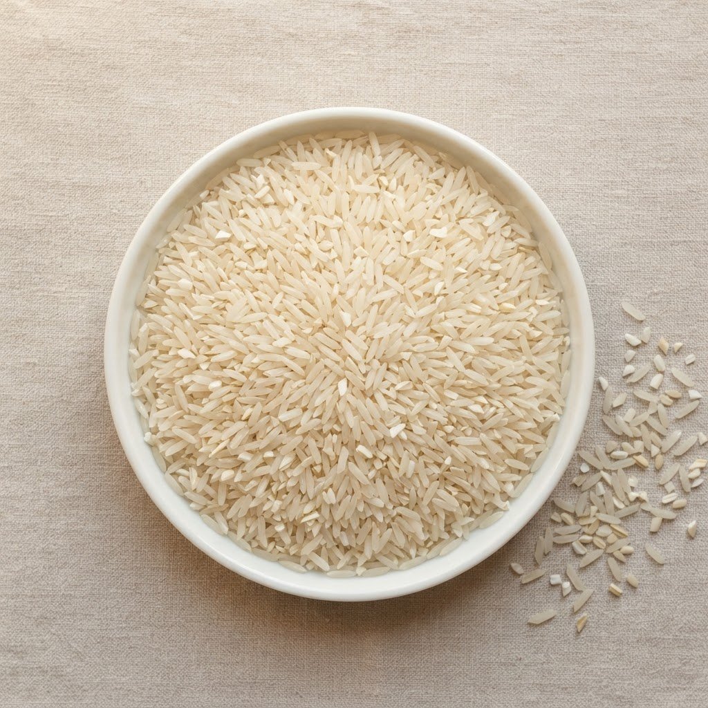 IRRI-6 long grain rice at 25% broken, the container volume grade