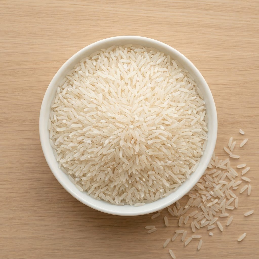 IRRI-6 long grain rice at 5% broken, almost entirely whole grains