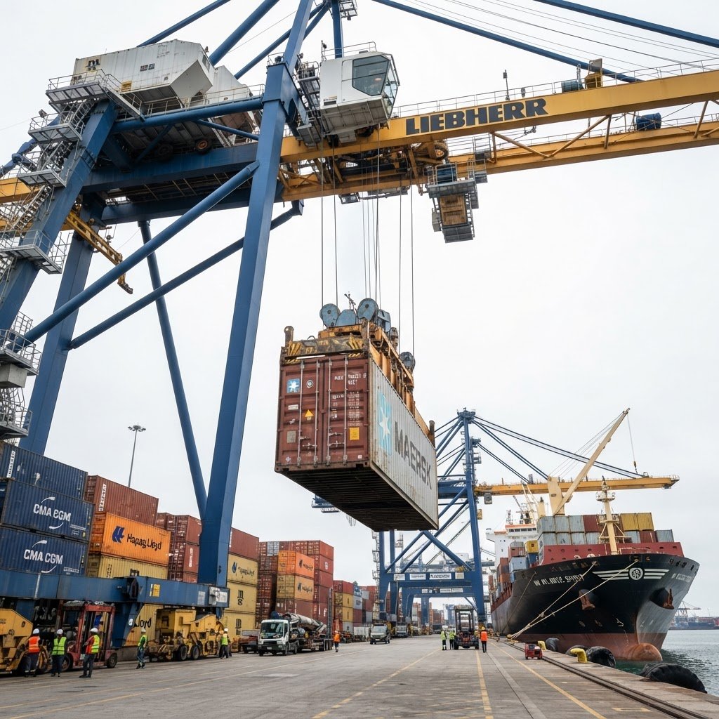 IRRI-9 Long Grain Rice arriving by container at a destination port