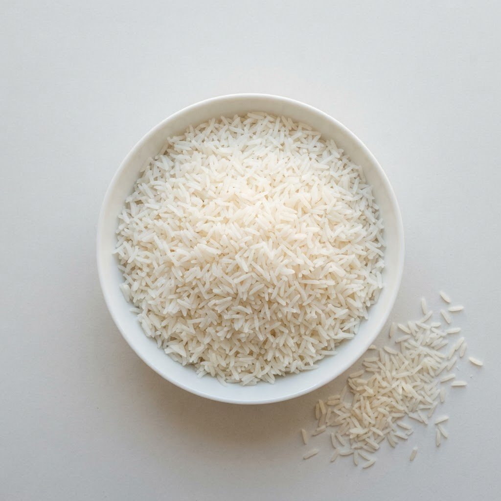 IRRI-9 White Rice, double silky polished and colour sortexed