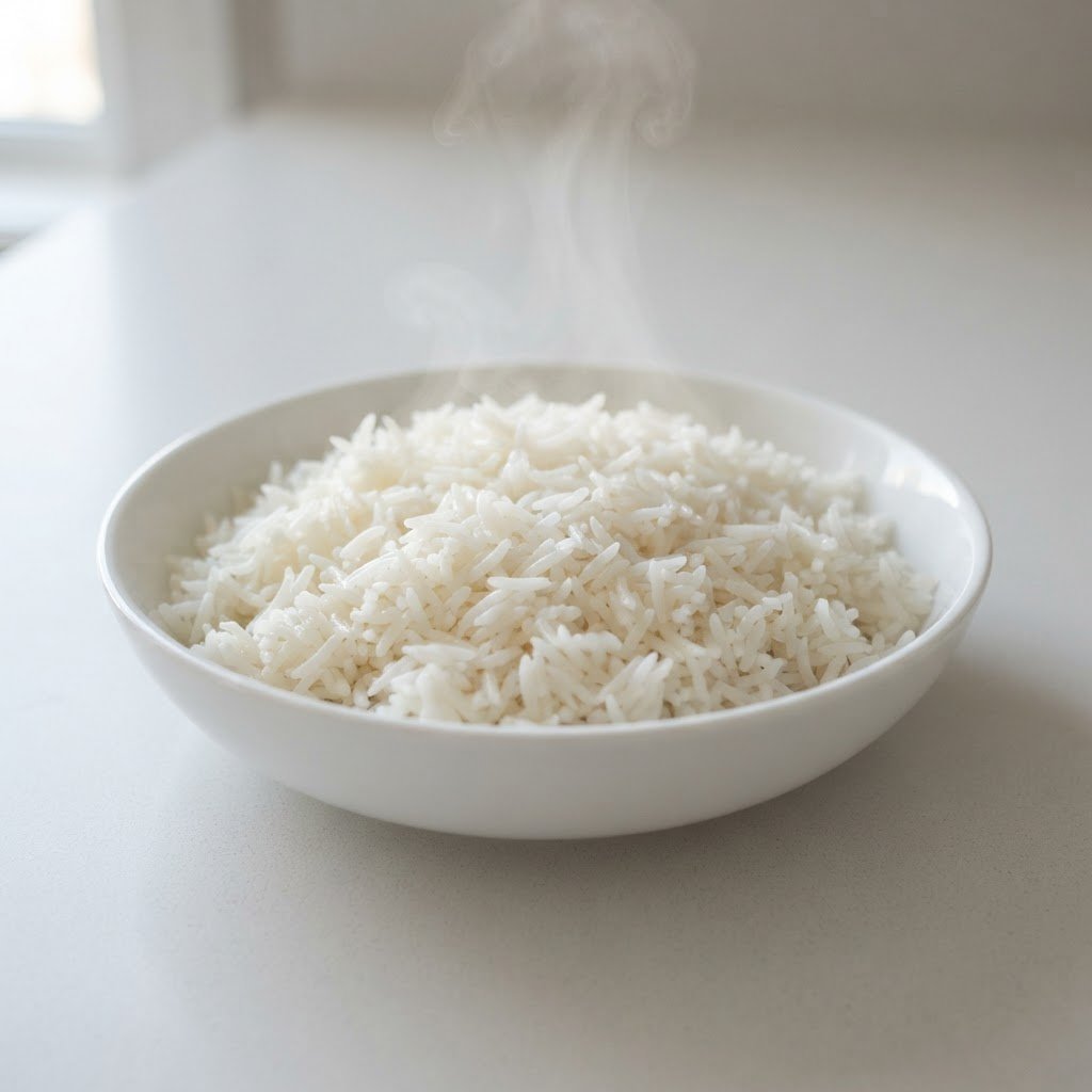 Cooked KS-282 long grain rice with the grains staying separate