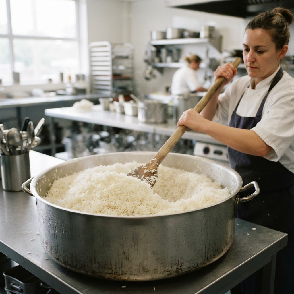 KS-282 long grain rice cooked in bulk for contract catering