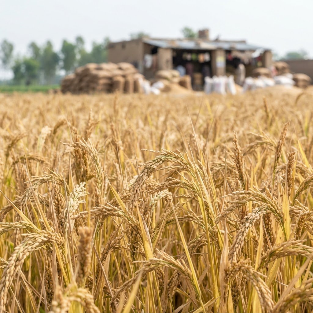 KS-282 long grain rice growing in the Punjab rice belt of Pakistan
