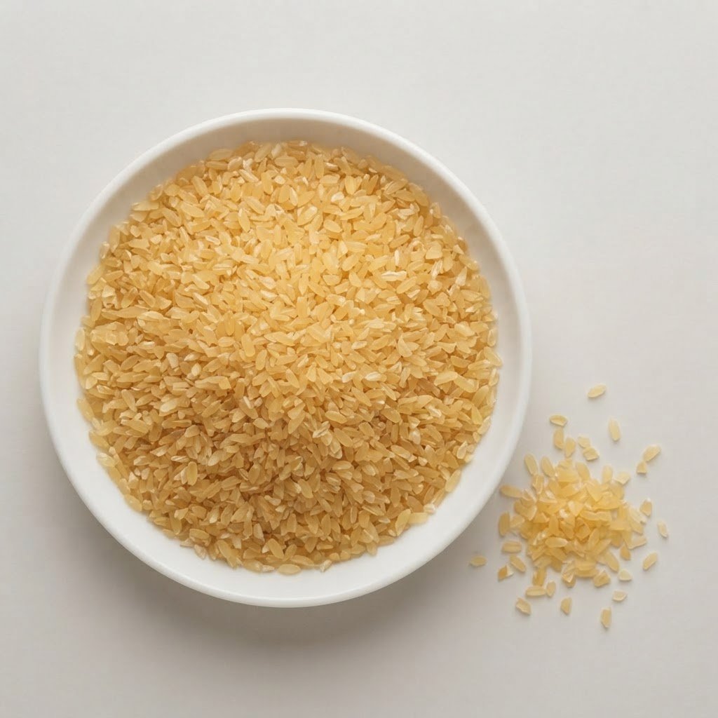 100% Broken Sella Rice fragments, parboiled before milling and pale gold