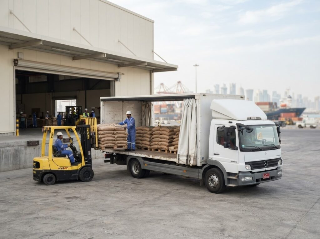 PK-386 long grain rice delivered from Qatar warehouse stock to a local buyer