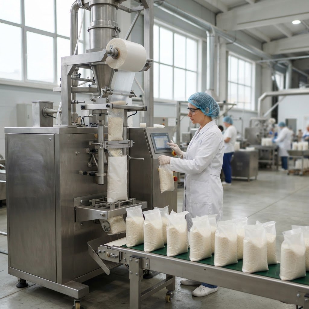 Super Kernel Basmati Rice being packed into private label retail bags